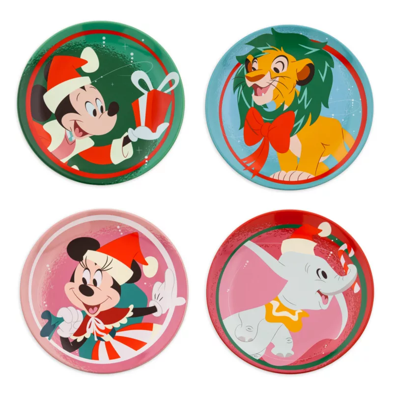 Mickey And Friends Festive Plates, Set Of 4 3 Mickey And Friends Festive Plates, Set Of 4