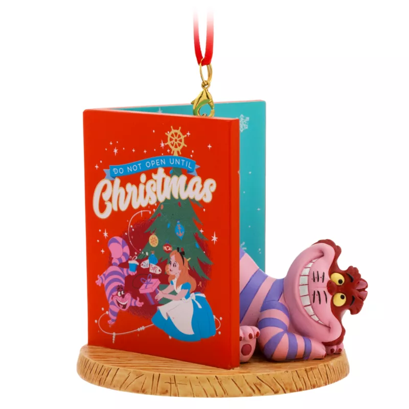 Cheshire Cat Festive Book Ornament, Alice In Wonderland 3 Cheshire Cat Festive Book Ornament, Alice In Wonderland