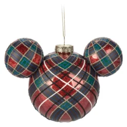 Mickey Mouse Icon Glass Plaid Ball Hanging Sketchbook Ornament